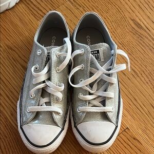 Converse Metallic Silver Sneakers with White Accents - barely used!
